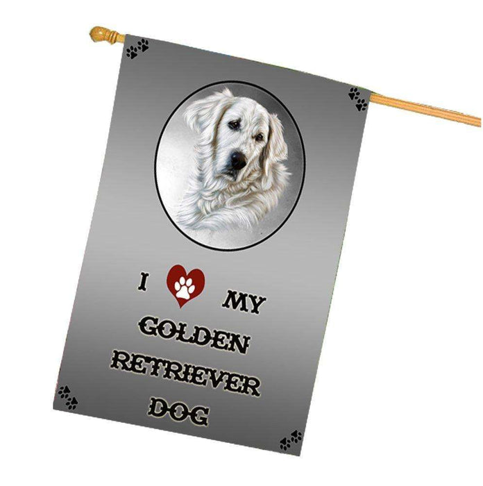 I Love My Golden Retriever Dog House Flag