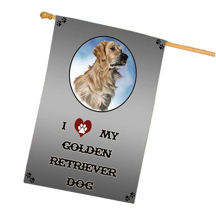 I Love My Golden Retriever Dog House Flag