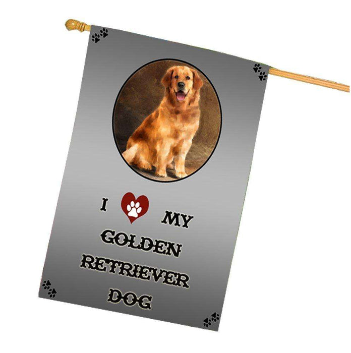 I Love My Golden Retriever Dog House Flag