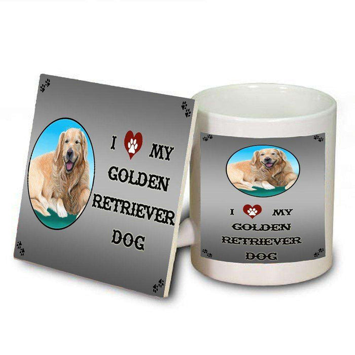 I Love My Golden Retriever Dog Mug and Coaster Set