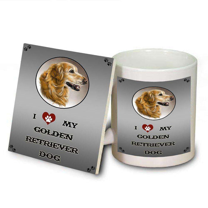 I Love My Golden Retriever Dog Mug and Coaster Set