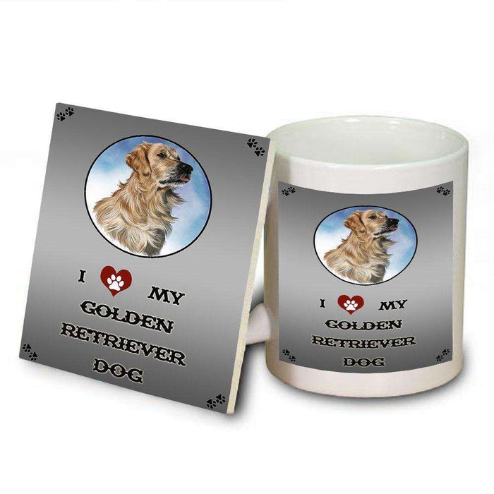 I Love My Golden Retriever Dog Mug and Coaster Set
