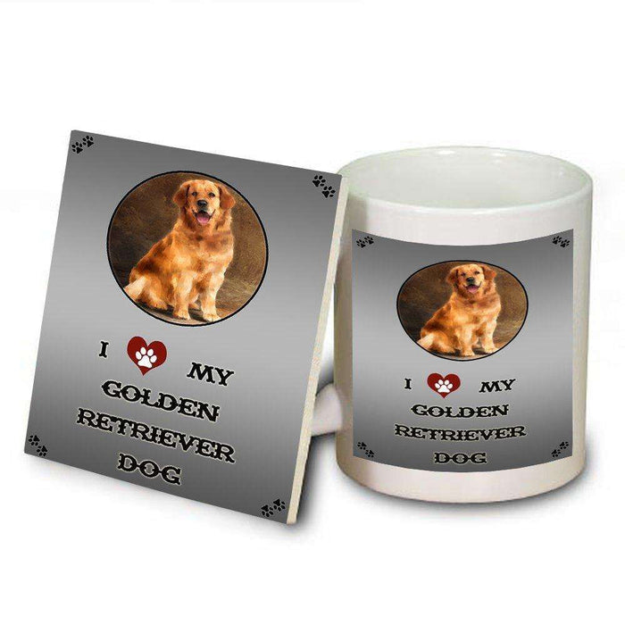 I Love My Golden Retriever Dog Mug and Coaster Set