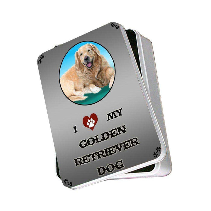 I Love My Golden Retriever Dog Photo Storage Tin