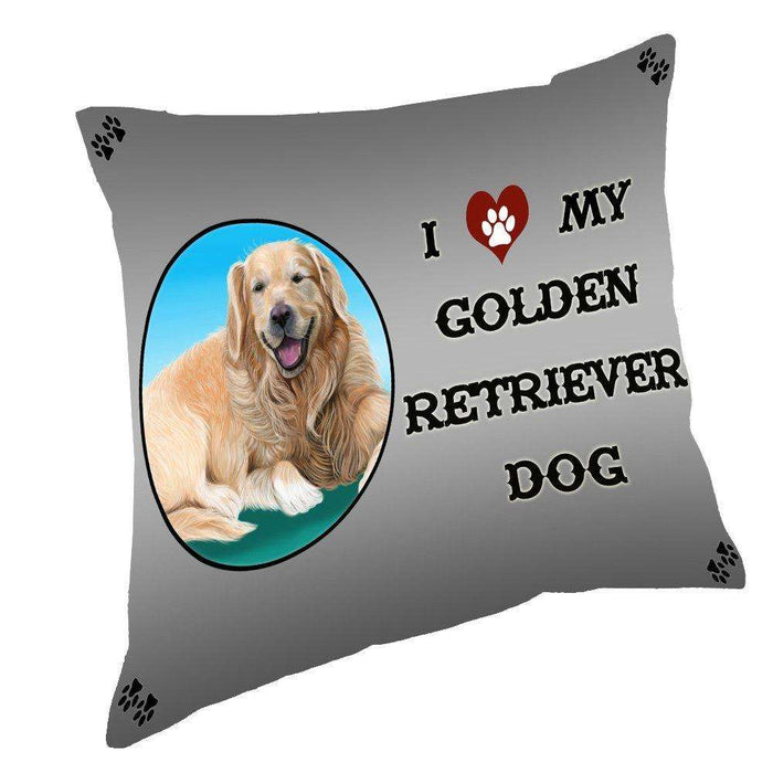 I Love My Golden Retriever Dog Throw Pillow