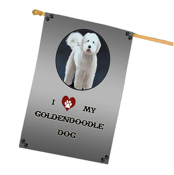 I Love My Goldendoodle Dog House Flag