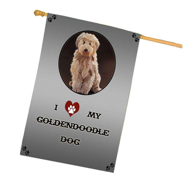 I Love My Goldendoodle Dog House Flag