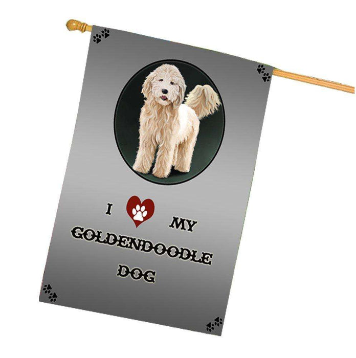 I Love My Goldendoodle Dog House Flag