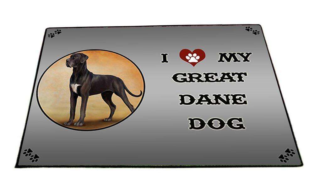 I Love My Great Dane Black Dog Indoor/Outdoor Floormat