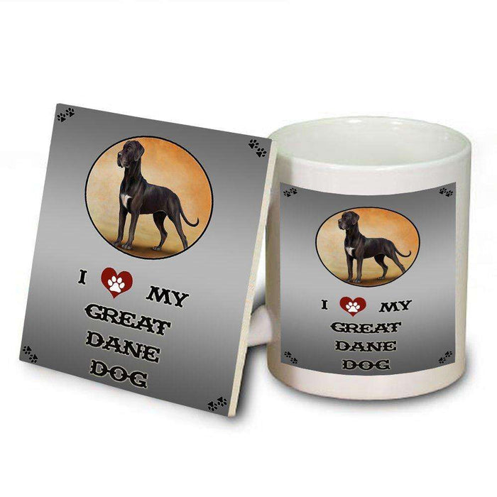 I Love My Great Dane Black Dog Mug and Coaster Set