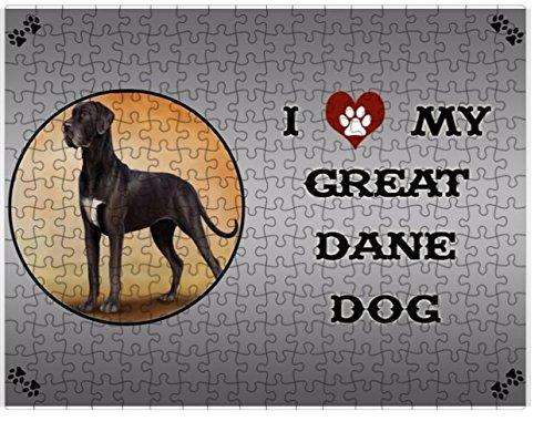 I Love My Great Dane Black Dog Puzzle with Photo Tin