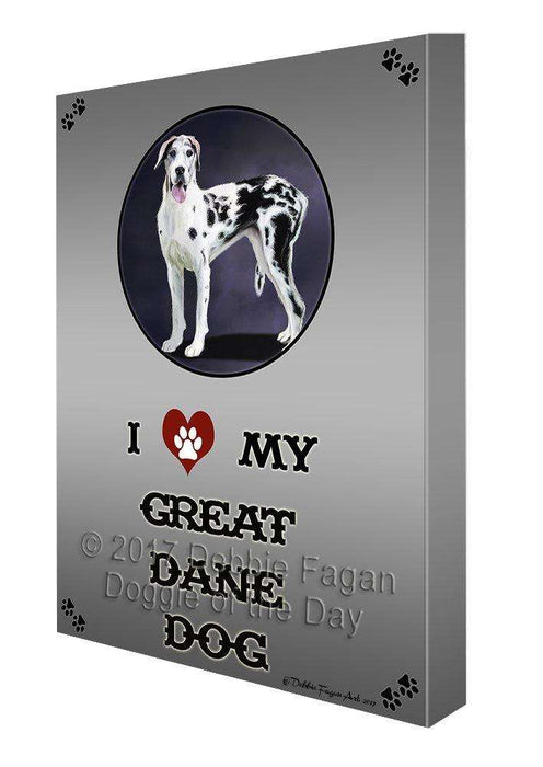 I Love My Great Dane Dog Canvas Wall Art D312