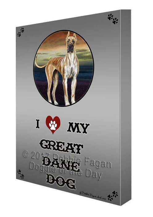 I Love My Great Dane Dog Canvas Wall Art D313