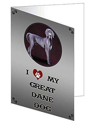 I love My Great Dane Dog Handmade Artwork Assorted Pets Greeting Cards and Note Cards with Envelopes for All Occasions and Holiday Seasons