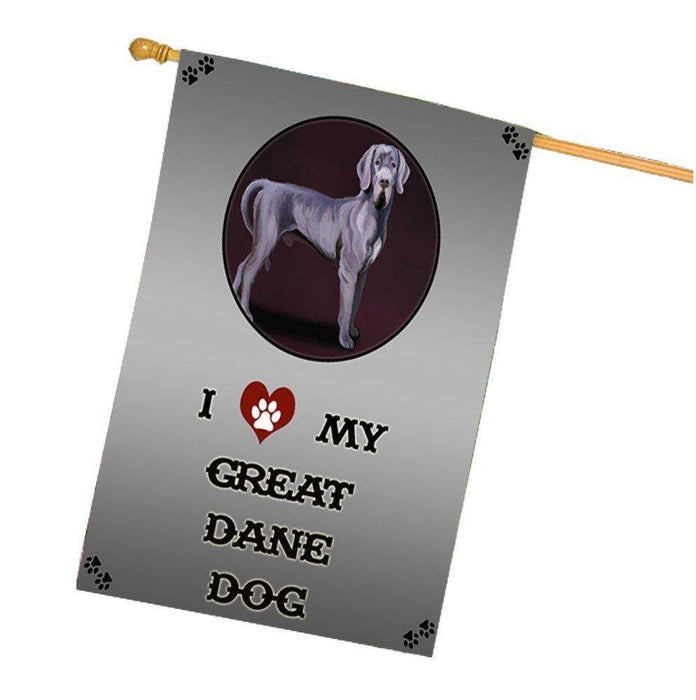 I Love My Great Dane Dog House Flag