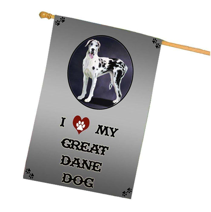 I Love My Great Dane Dog House Flag