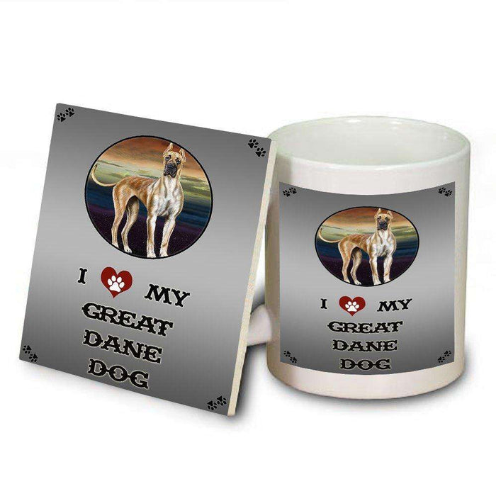 I Love My Great Dane Dog Mug and Coaster Set