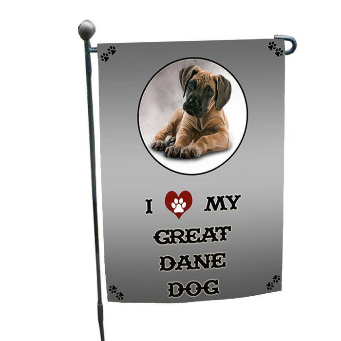 I Love My Great Dane Puppy Dog Garden Flag