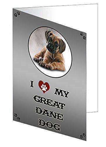 I love My Great Dane Puppy Dog Handmade Artwork Assorted Pets Greeting Cards and Note Cards with Envelopes for All Occasions and Holiday Seasons