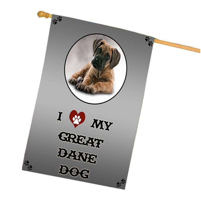 I Love My Great Dane Puppy Dog House Flag