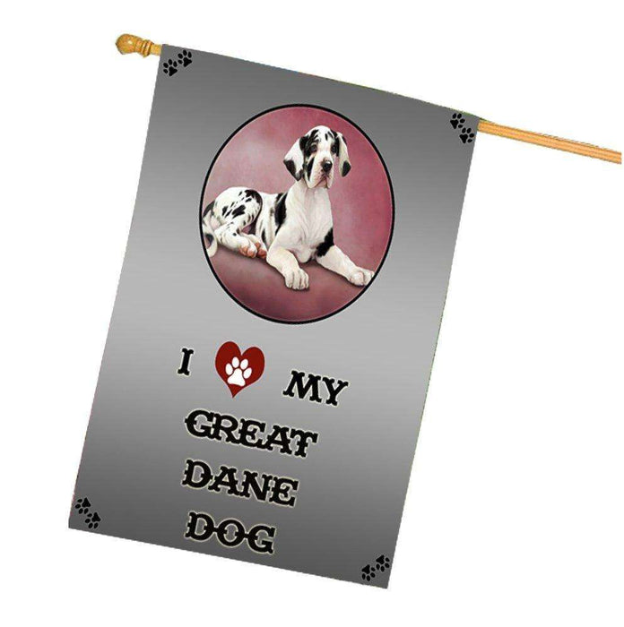 I Love My Great Dane Puppy Dog House Flag