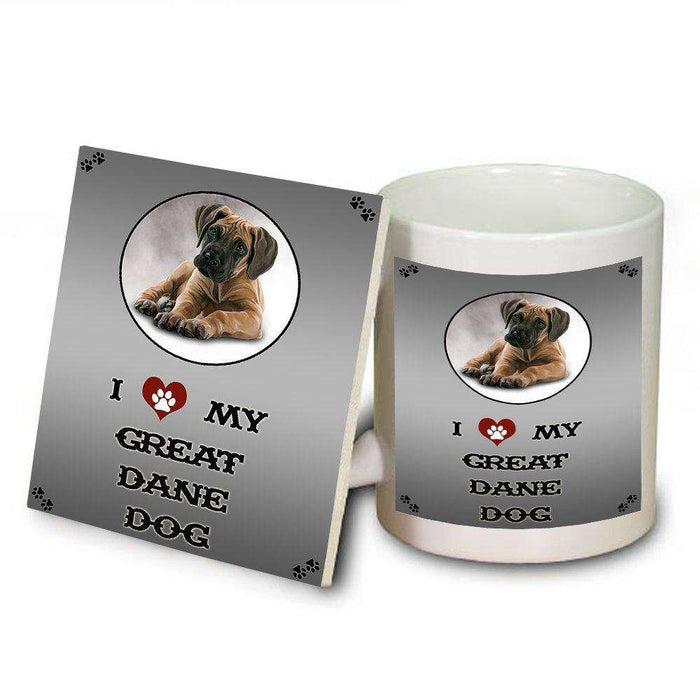 I Love My Great Dane Puppy Dog Mug and Coaster Set