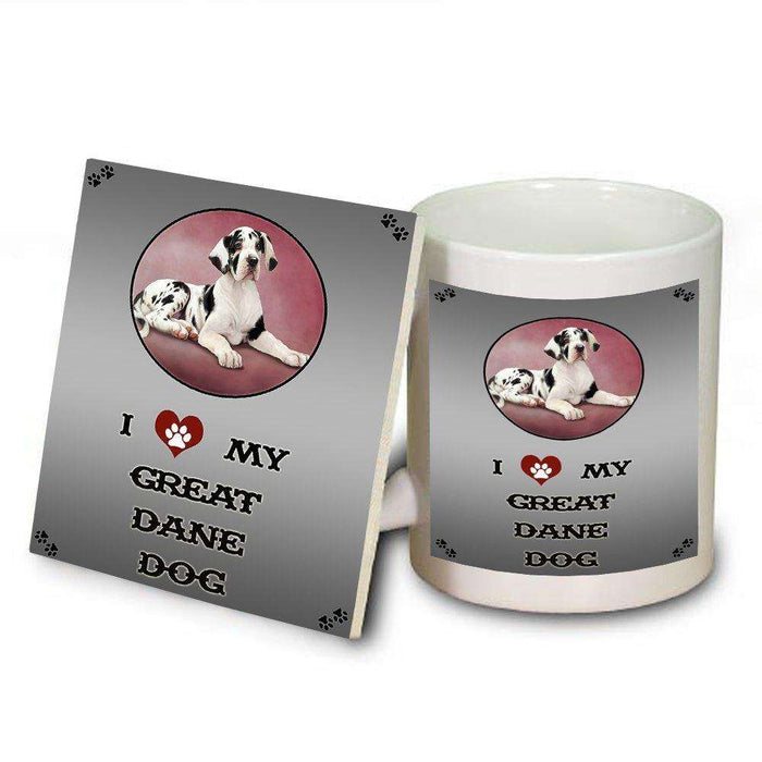 I Love My Great Dane Puppy Dog Mug and Coaster Set