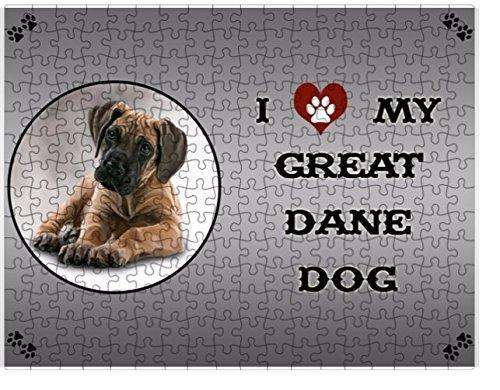 I Love My Great Dane Puppy Dog Puzzle with Photo Tin