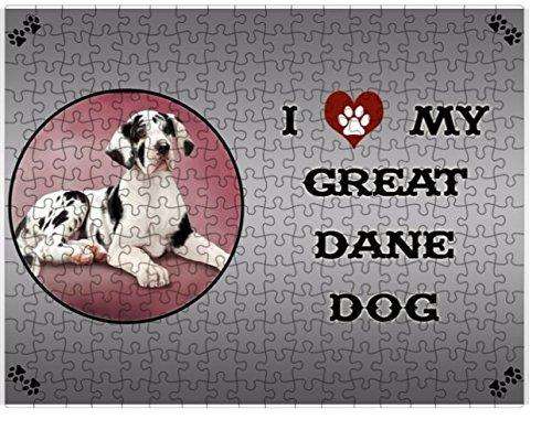 I Love My Great Dane Puppy Dog Puzzle with Photo Tin