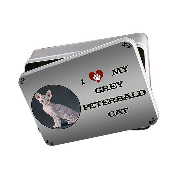 I Love My Grey Peterbald Cat Photo Storage Tin