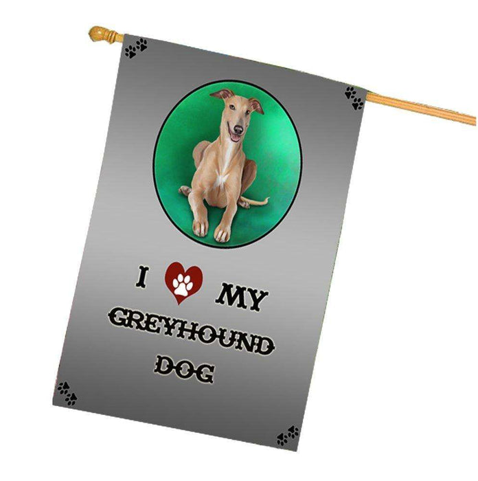 I Love My Greyhound Dog House Flag