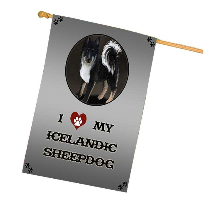 I Love My Icelandic Sheepdog House Flag