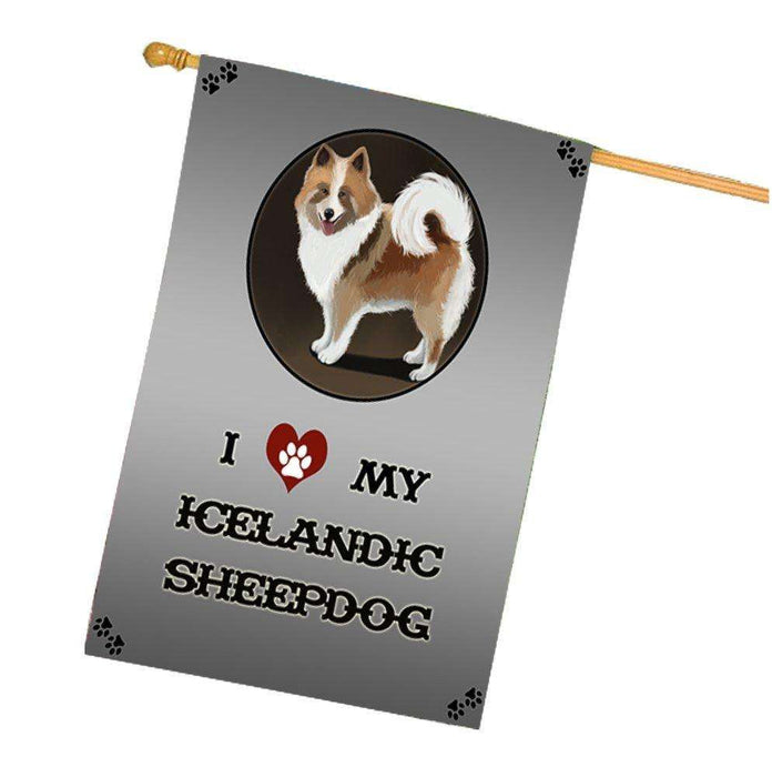 I Love My Icelandic Sheepdog House Flag