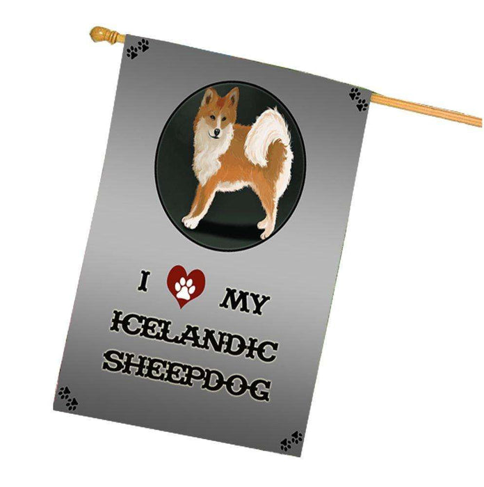 I Love My Icelandic Sheepdog House Flag