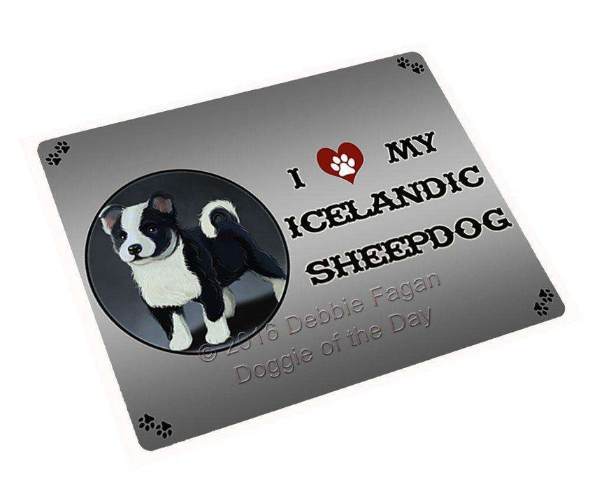 I Love My Icelandic Sheepdog Puppy Dog Art Portrait Print Woven Throw Sherpa Plush Fleece Blanket