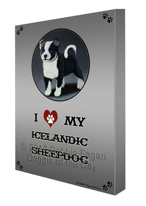 I Love My Icelandic Sheepdog Puppy Dog Canvas Wall Art D329