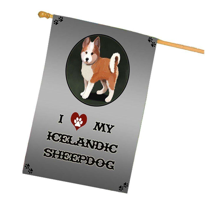 I Love My Icelandic Sheepdog Puppy Dog House Flag