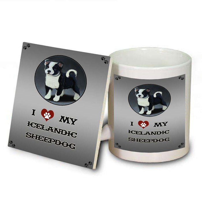 I Love My Icelandic Sheepdog Puppy Dog Mug and Coaster Set