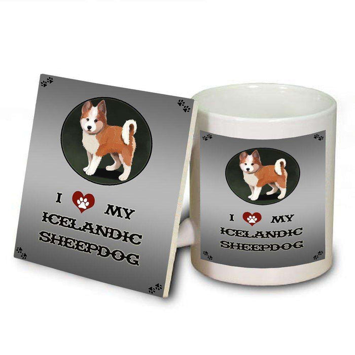 I Love My Icelandic Sheepdog Puppy Dog Mug and Coaster Set