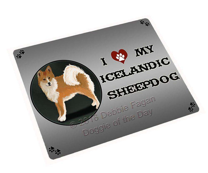 I Love My Icelandic Sheepdog Tempered Cutting Board