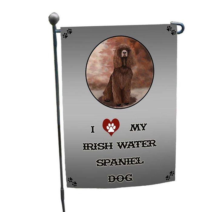 I Love My Irish Water Spaniel Dog Garden Flag
