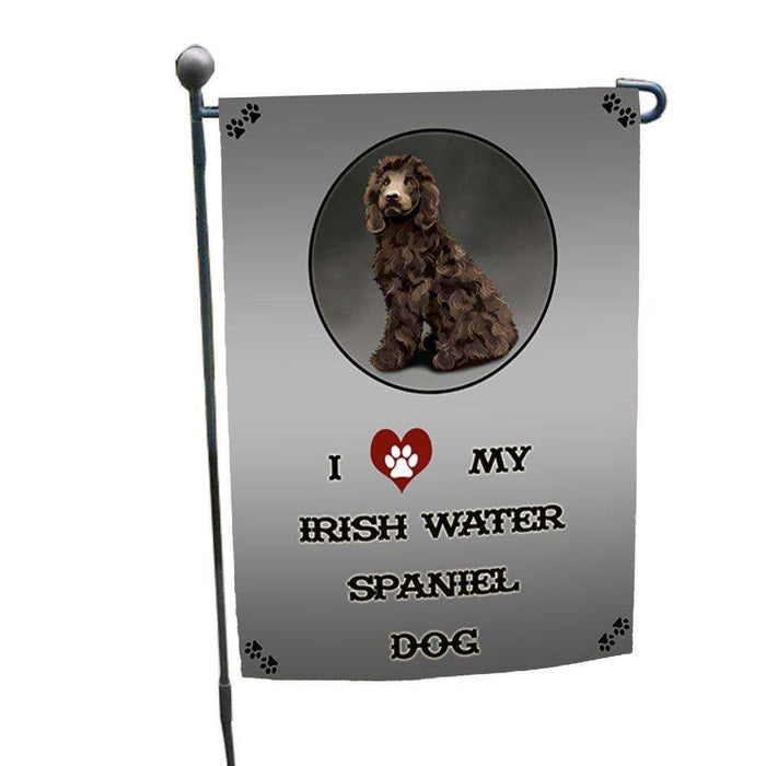 I Love My Irish Water Spaniel Dog Garden Flag
