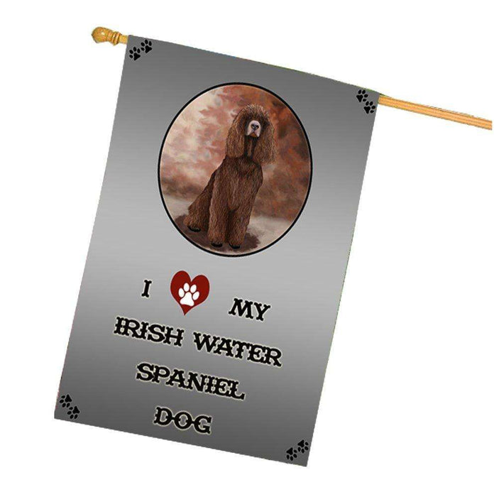 I Love My Irish Water Spaniel Dog House Flag