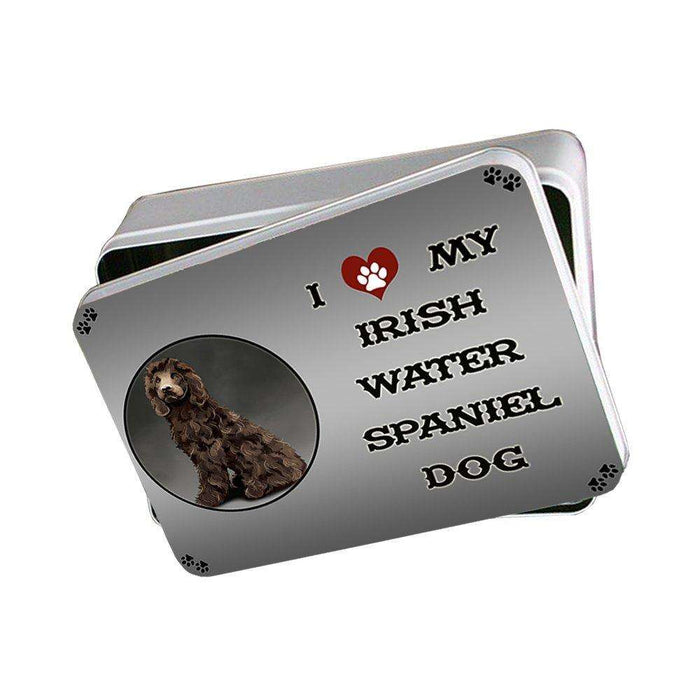 I Love My Irish Water Spaniel Dog Photo Storage Tin