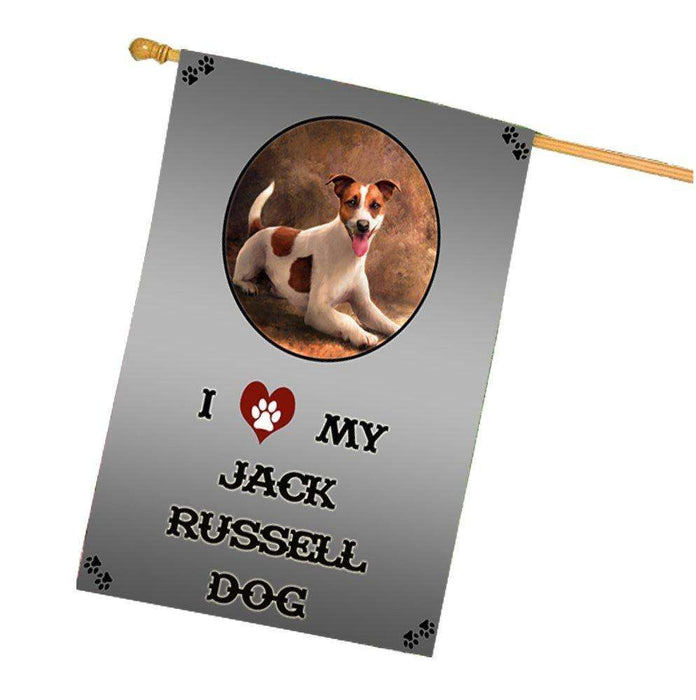 I Love My Jack Russell Dog House Flag