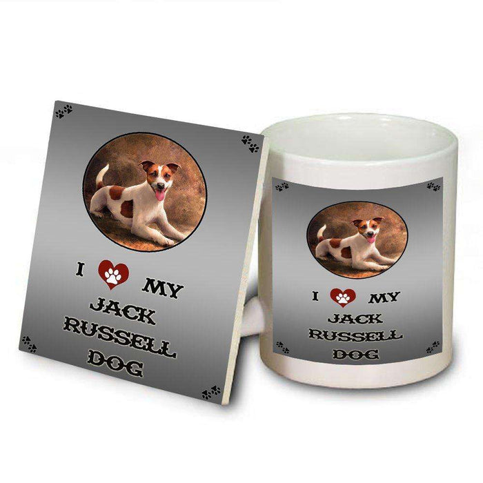 I Love My Jack Russell Dog Mug and Coaster Set