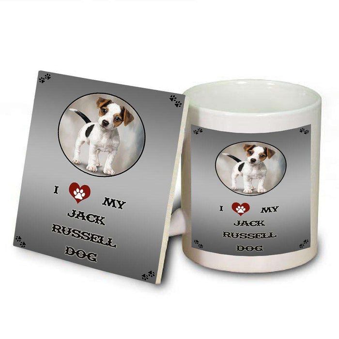 I Love My Jack Russell Dog Mug and Coaster Set