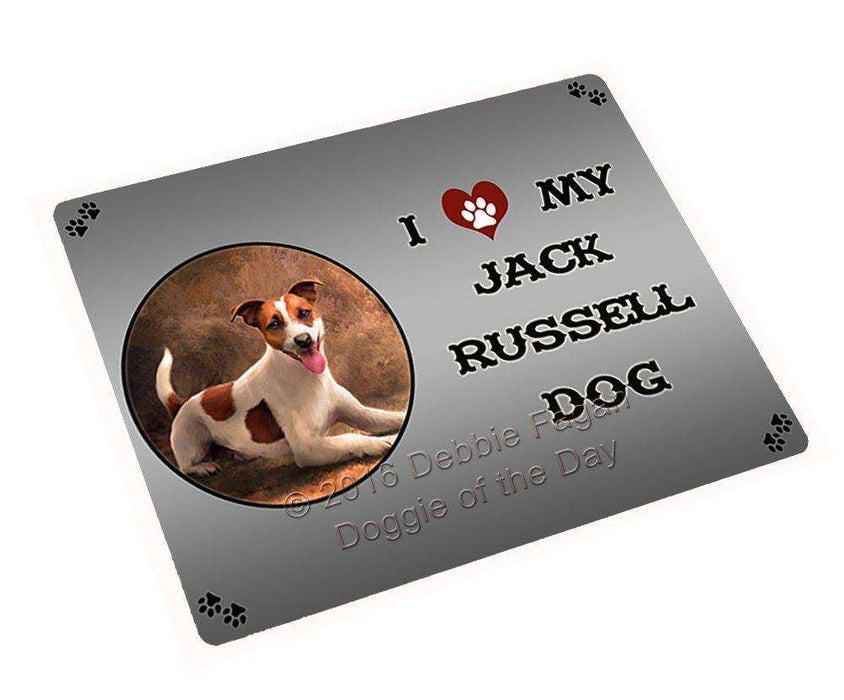 I Love My Jack Russell Dog Tempered Cutting Board