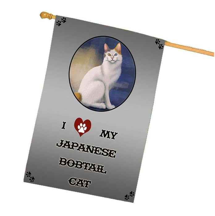 I Love My Japanese Bobtail Cat House Flag