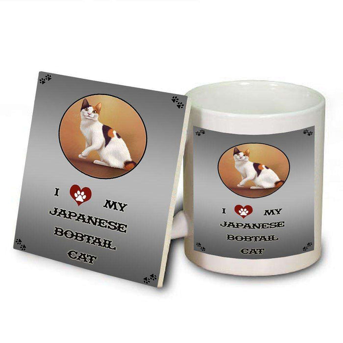 I Love My Japanese Bobtail Cat Mug and Coaster Set